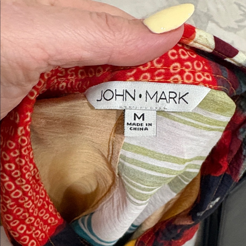 John Mark Multicolor Geometric Patchwork Button D… - image 8